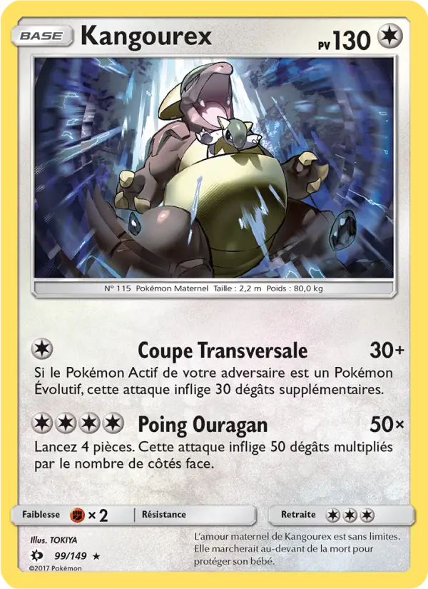 Scan HD carte Pokémon Kangourex 99/149 — Soleil et Lune