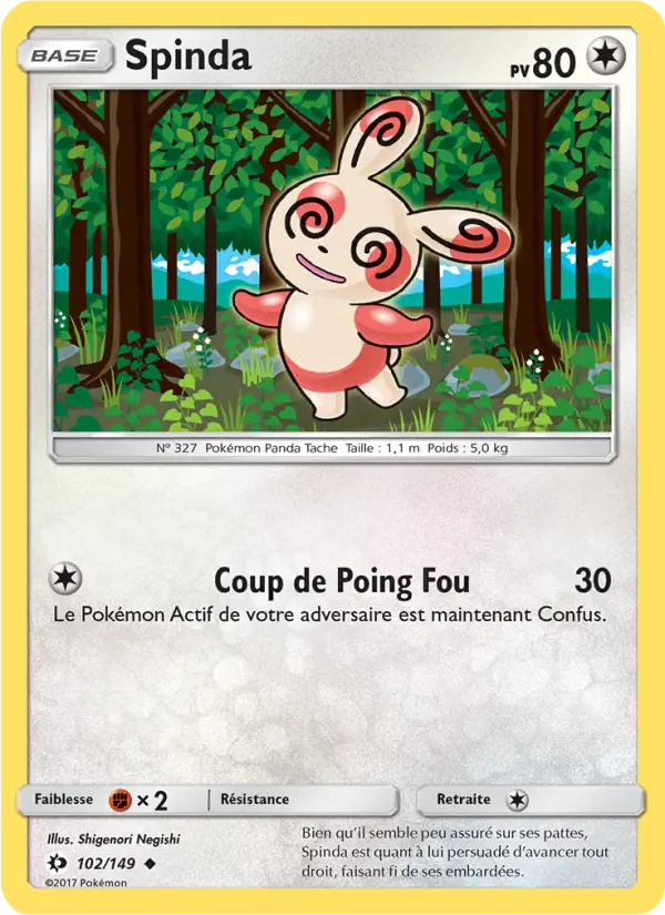 Scan HD carte Pokémon Spinda 102/149 — Soleil et Lune