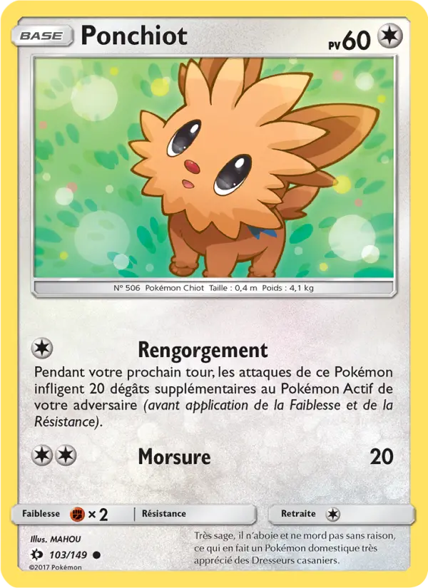 Scan HD carte Pokémon Ponchiot 103/149 — Soleil et Lune