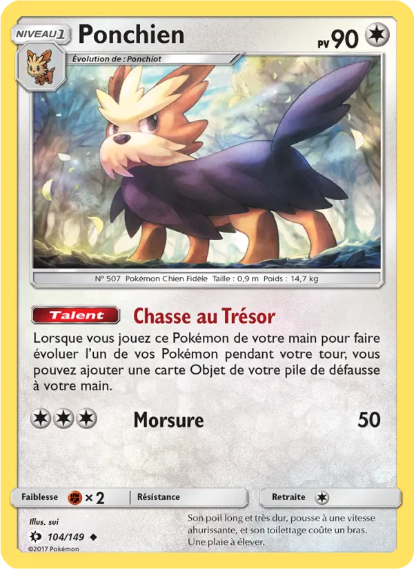 Scan HD carte Pokémon Ponchien 104/149 — Soleil et Lune