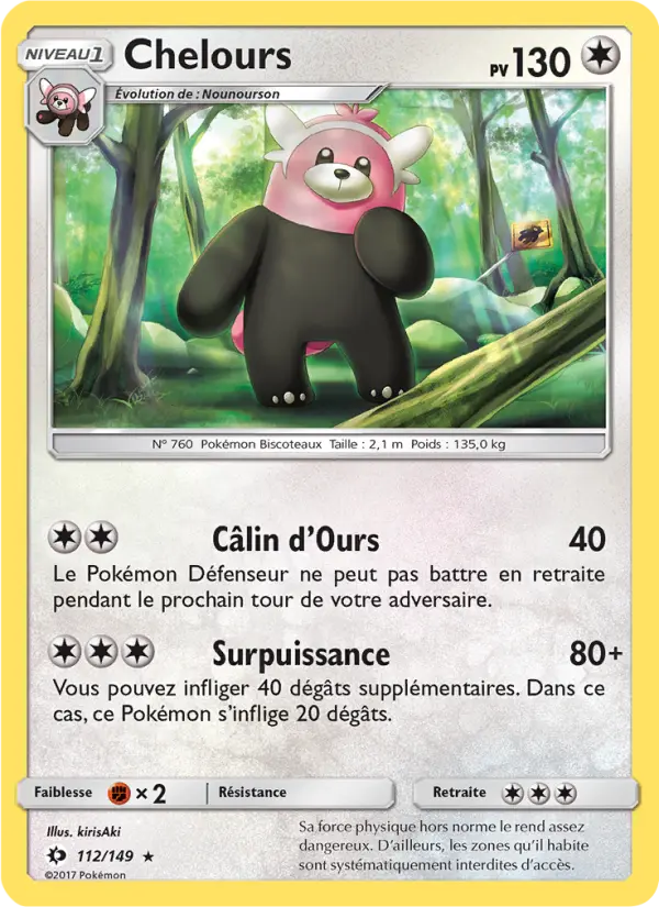 Scan HD carte Pokémon Chelours 112/149 — Soleil et Lune