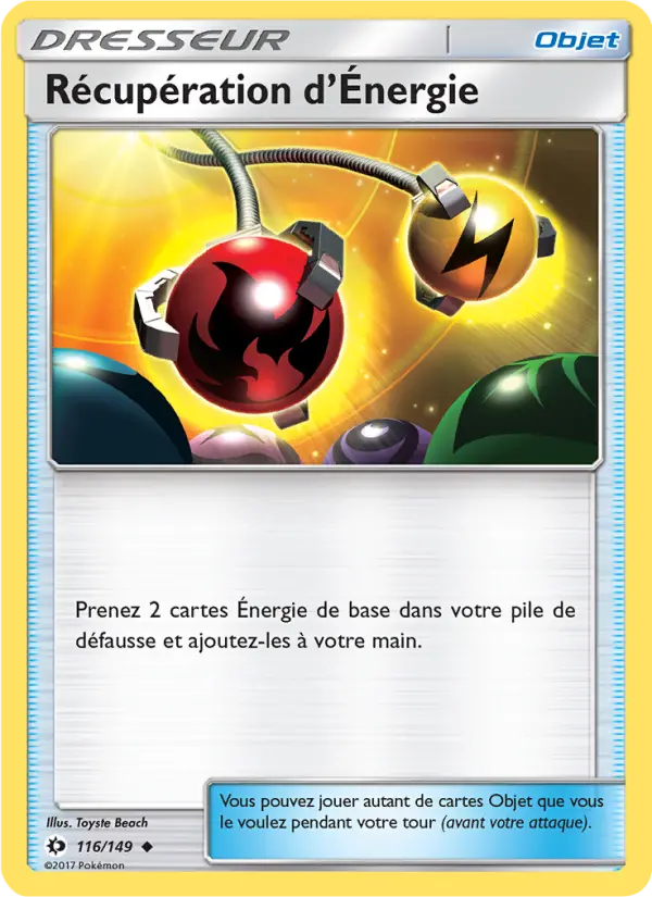 Scan HD carte Pokémon Récupération d’Énergie 116/149 — Soleil et Lune