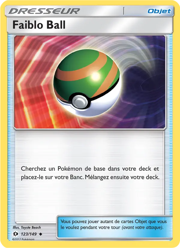 Scan HD carte Pokémon Faiblo Ball 123/149 — Soleil et Lune