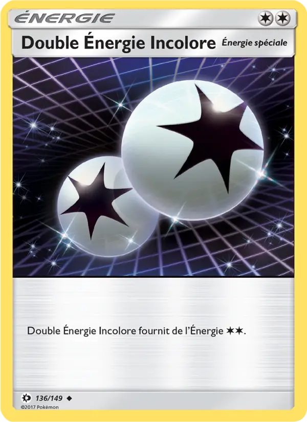 Scan HD carte Pokémon Double Énergie Incolore 136/149 — Soleil et Lune