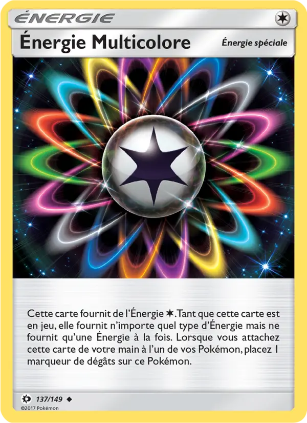 Scan HD carte Pokémon Énergie Multicolore 137/149 — Soleil et Lune