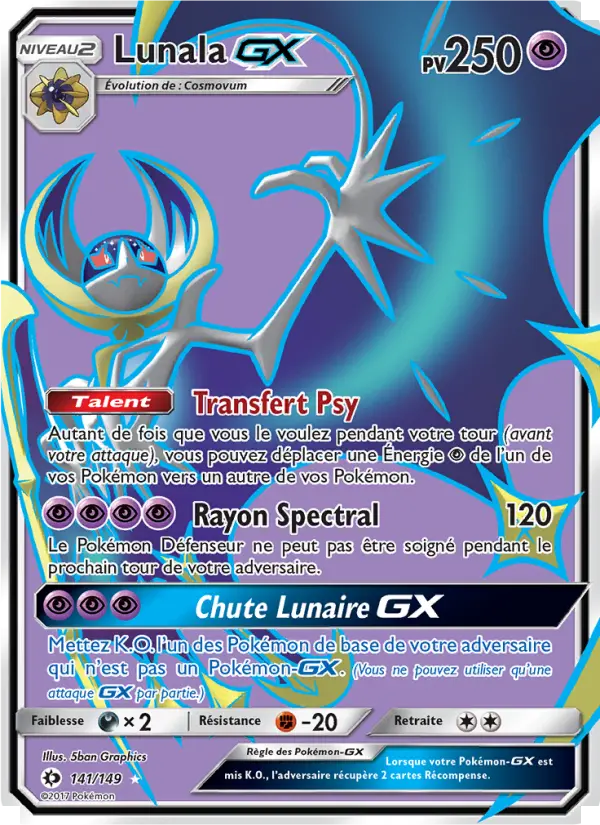 Scan HD carte Pokémon Lunala GX 141/149 — Soleil et Lune