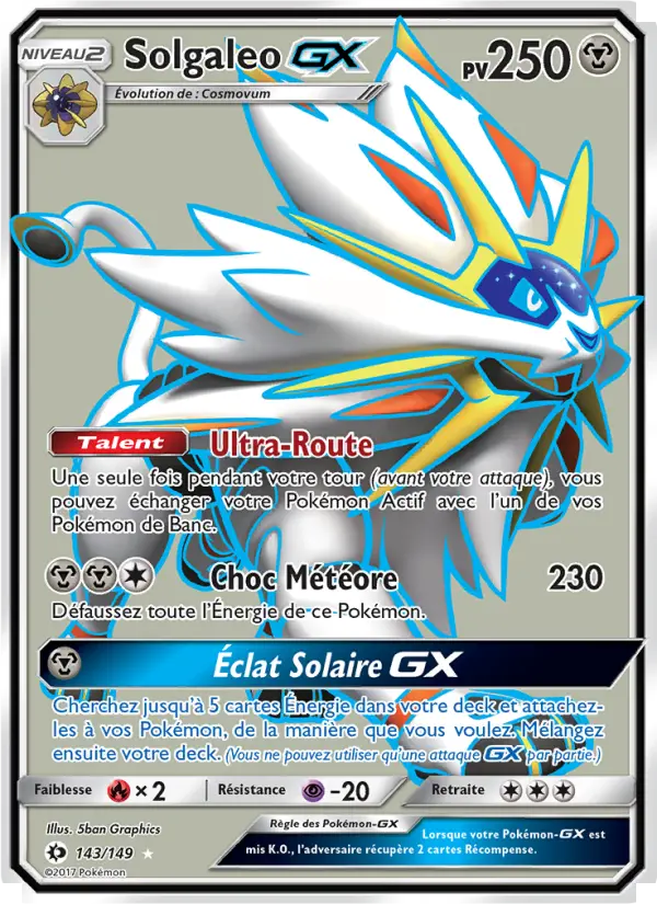 Scan HD carte Pokémon Solgaleo GX 143/149 — Soleil et Lune