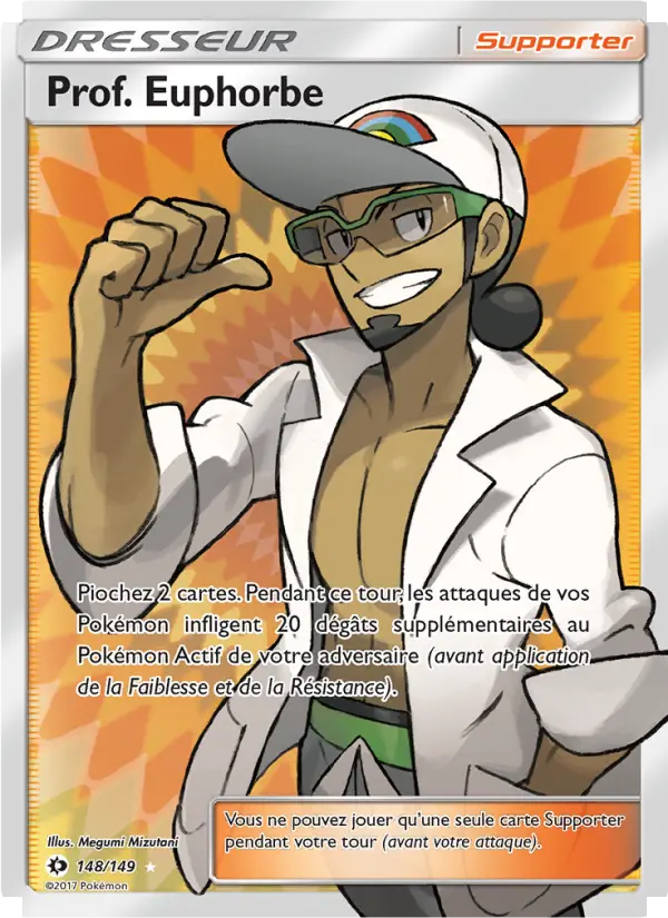 Scan HD carte Pokémon Prof. Euphorbe 148/149 — Soleil et Lune
