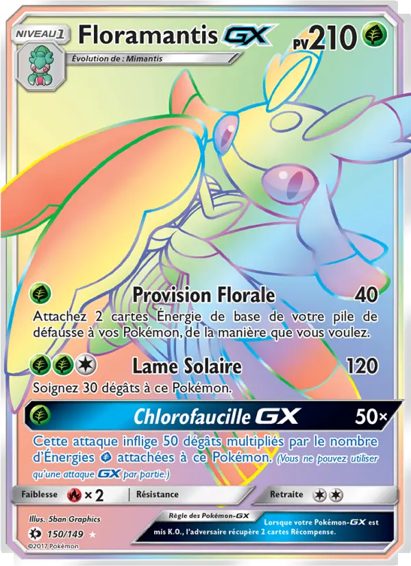 Scan HD carte Pokémon Floramantis GX 150/149 — Soleil et Lune