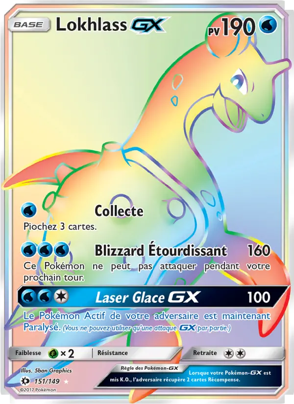 Scan HD carte Pokémon Lokhlass GX 151/149 — Soleil et Lune