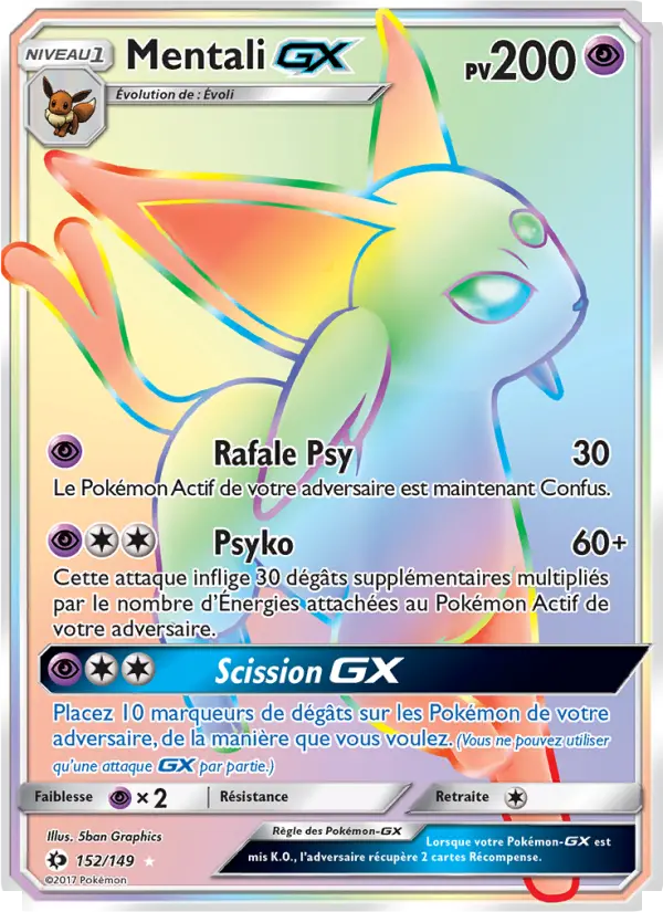 Scan HD carte Pokémon Mentali GX 152/149 — Soleil et Lune