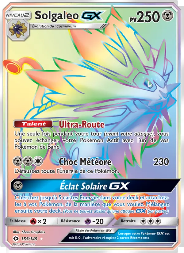 Scan HD carte Pokémon Solgaleo GX 155/149 — Soleil et Lune