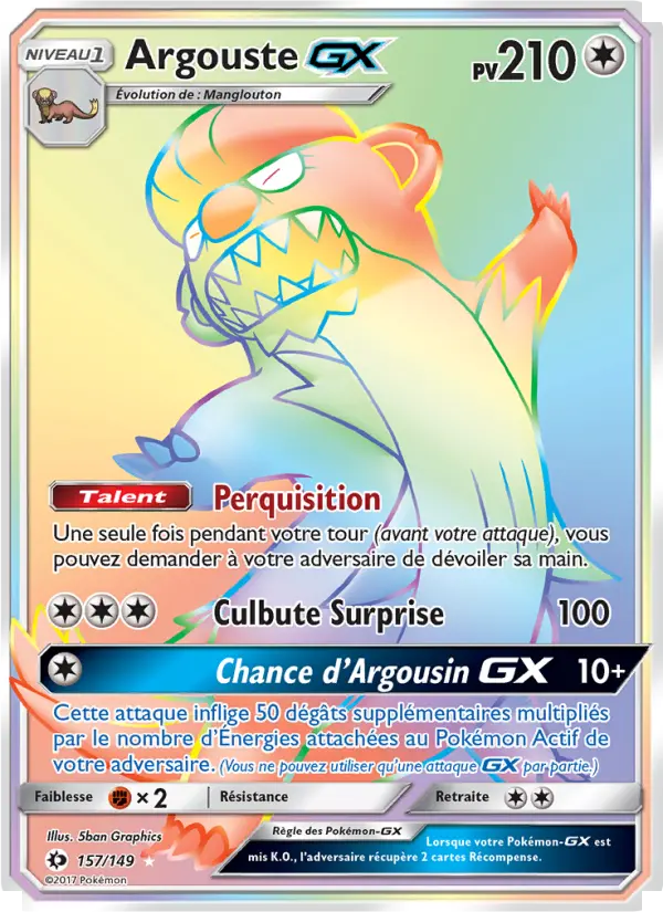 Scan HD carte Pokémon Argouste GX 157/149 — Soleil et Lune