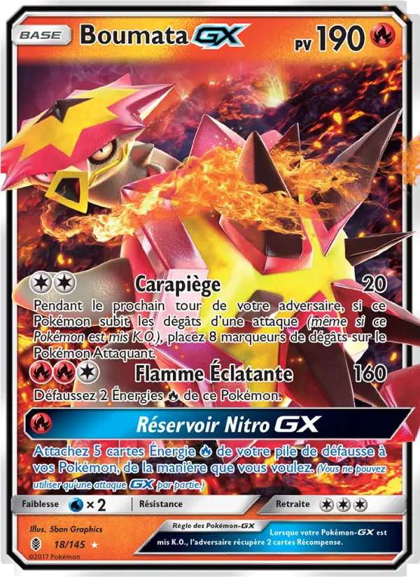 Scan HD carte Pokémon Boumata GX 18/145 — Gardiens Ascendants