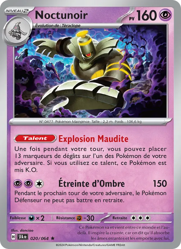 Scan HD carte Pokémon Noctunoir 020/64 — Fable Nébuleuse