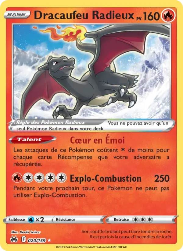 Scan HD carte Pokémon Dracaufeu Radieux 020/159 — Zénith Suprême