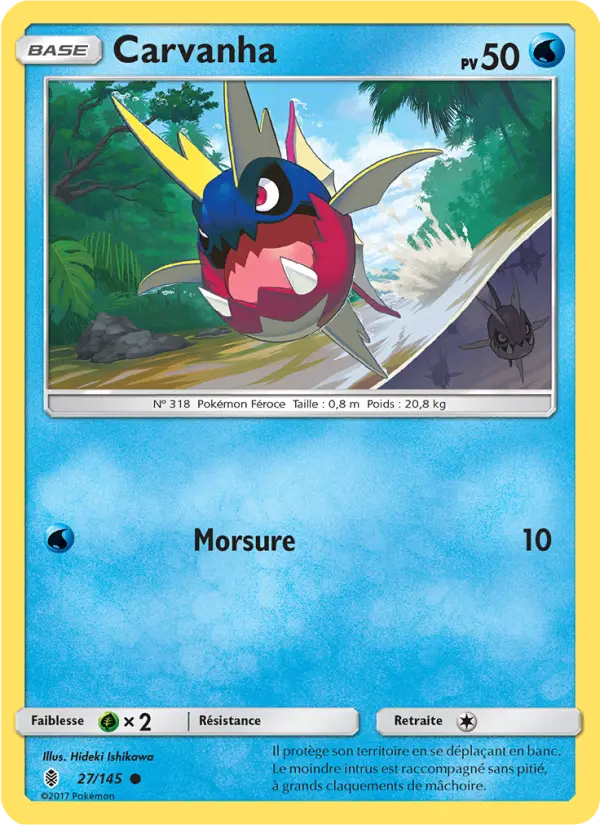 Scan HD carte Pokémon Carvanha 27/145 — Gardiens Ascendants