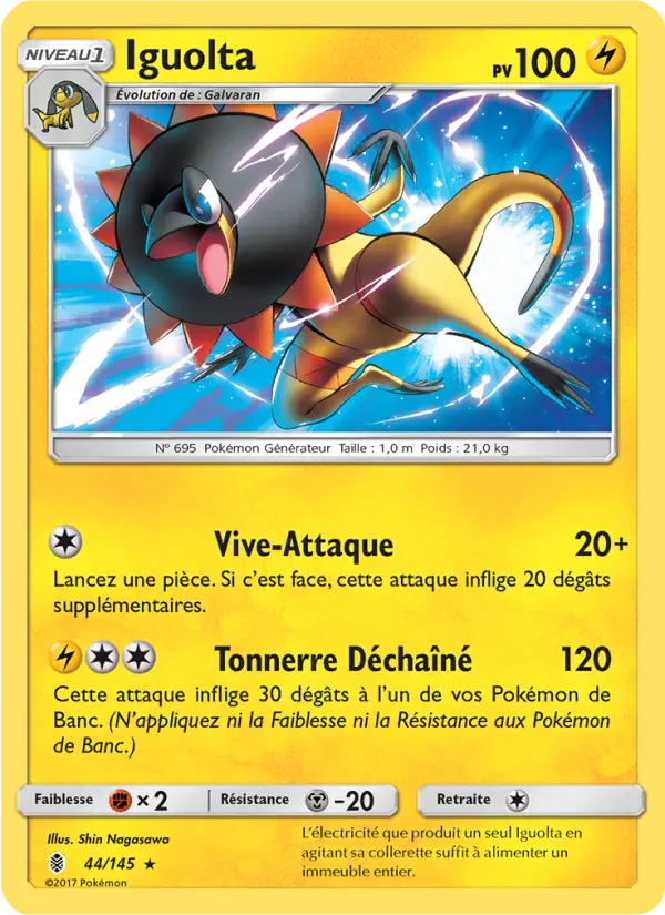 Scan HD carte Pokémon Iguolta 44/145 — Gardiens Ascendants