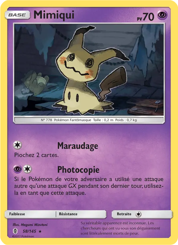 Scan HD carte Pokémon Mimiqui 58/145 — Gardiens Ascendants