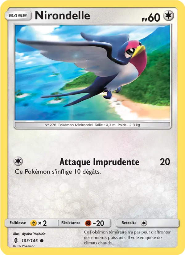 Scan HD carte Pokémon Nirondelle 103/145 — Gardiens Ascendants