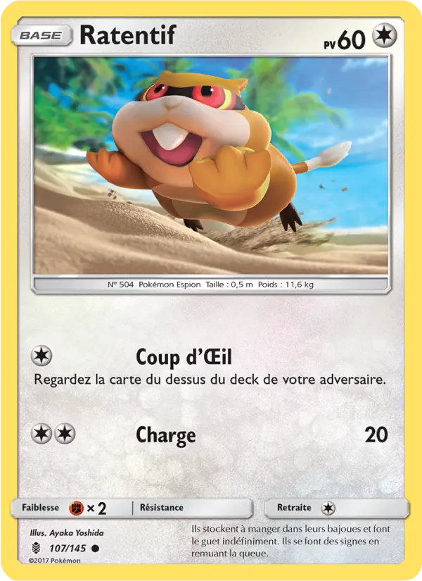 Scan HD carte Pokémon Ratentif 107/145 — Gardiens Ascendants