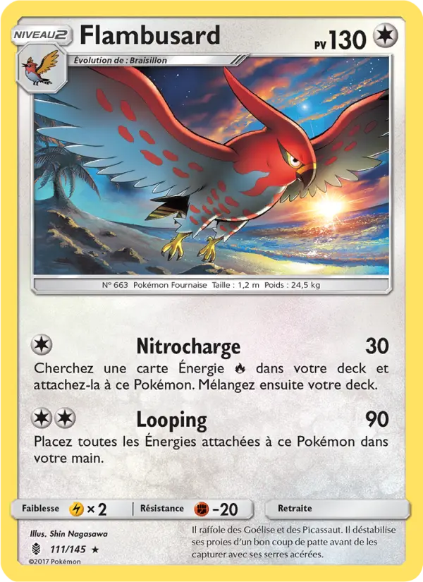 Scan HD carte Pokémon Flambusard 111/145 — Gardiens Ascendants