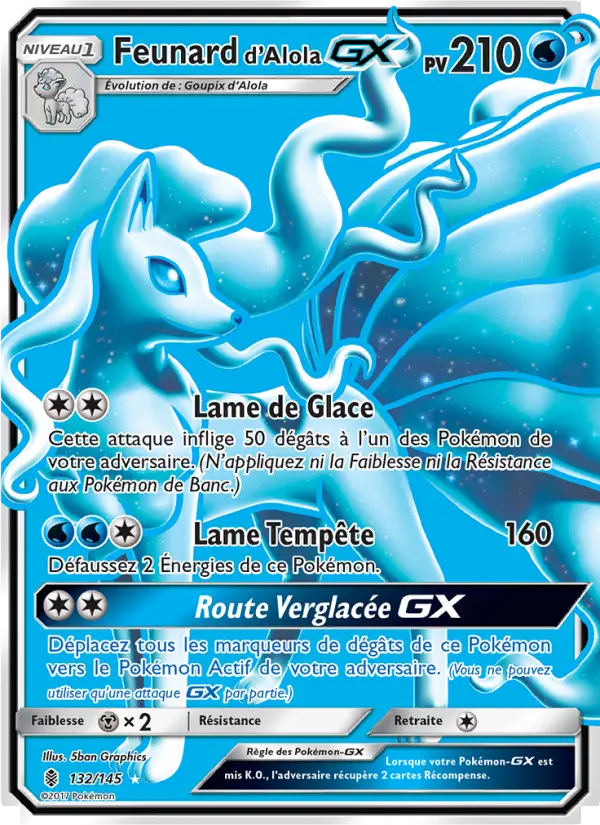 Scan HD carte Pokémon Feunard d’Alola GX 132/145 — Gardiens Ascendants