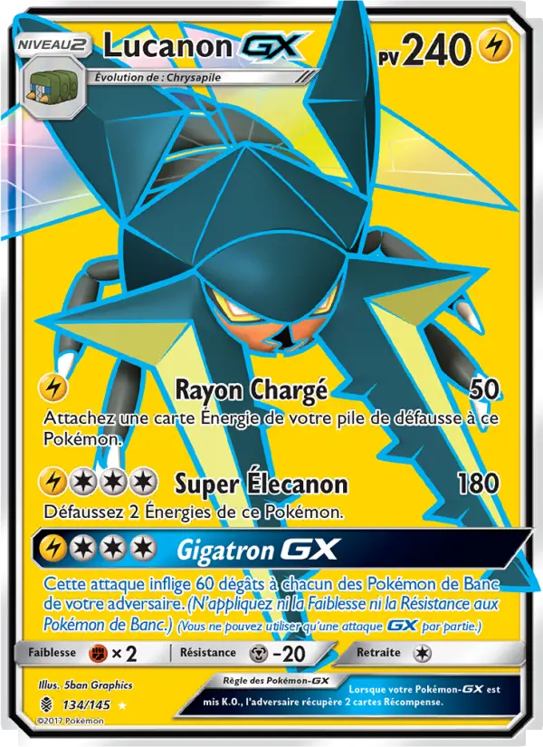 Scan HD carte Pokémon Lucanon GX 134/145 — Gardiens Ascendants
