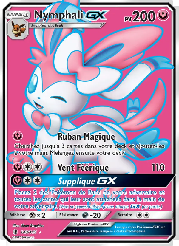 Scan HD carte Pokémon Nymphali GX 140/145 — Gardiens Ascendants