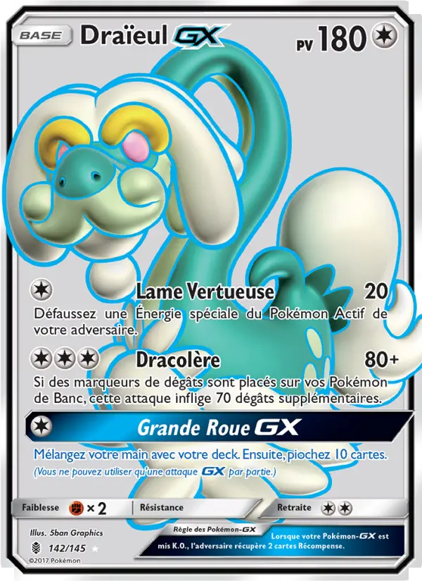 Scan HD carte Pokémon Draïeul GX 142/145 — Gardiens Ascendants