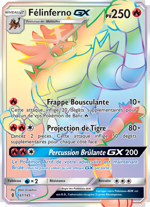 Scan HD carte Pokémon Félinferno GX 147/145 — Gardiens Ascendants