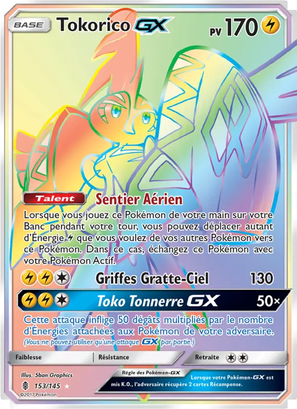 Scan HD carte Pokémon Tokorico GX 153/145 — Gardiens Ascendants