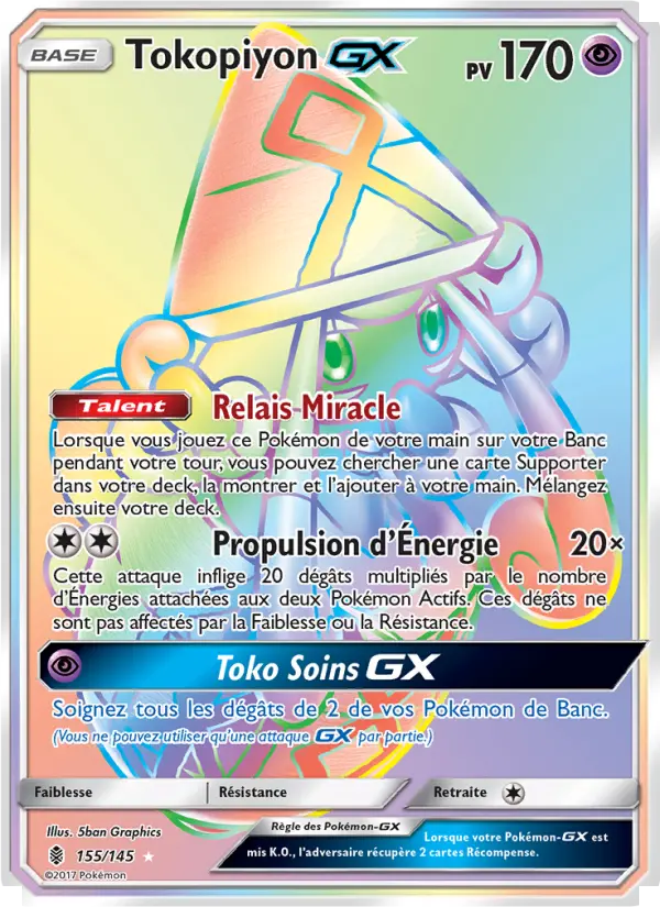 Scan HD carte Pokémon Tokopiyon GX 155/145 — Gardiens Ascendants