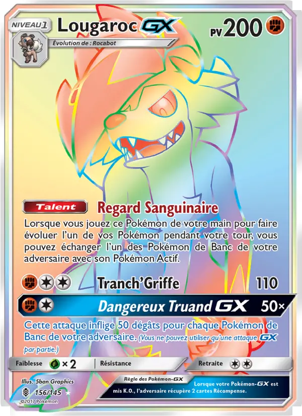 Scan HD carte Pokémon Lougaroc GX 156/145 — Gardiens Ascendants