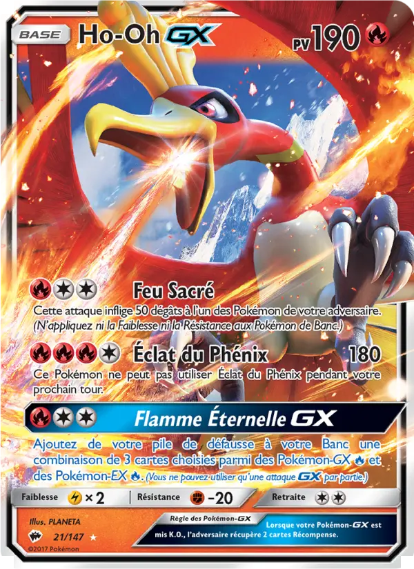 Scan HD carte Pokémon Ho-Oh GX 21/147 — Ombres Ardentes