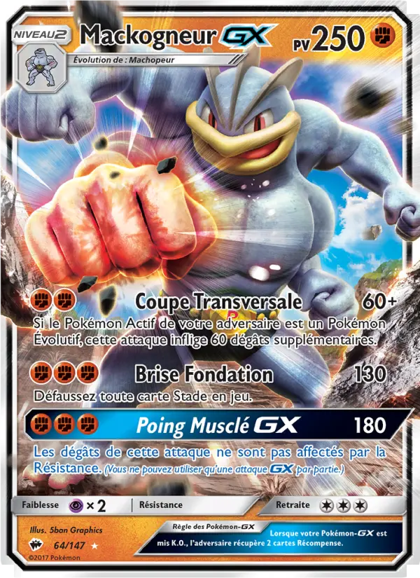 Scan HD carte Pokémon Mackogneur GX 64/147 — Ombres Ardentes
