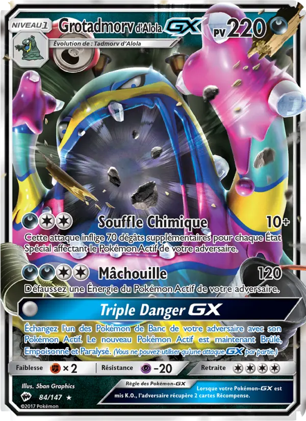 Scan HD carte Pokémon Grotadmorv d’Alola GX 84/147 — Ombres Ardentes
