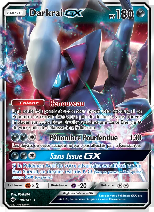 Scan HD carte Pokémon Darkrai GX 88/147 — Ombres Ardentes