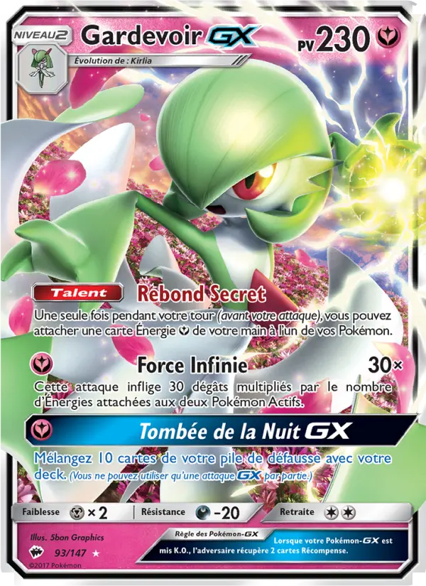 Scan HD carte Pokémon Gardevoir GX 93/147 — Ombres Ardentes