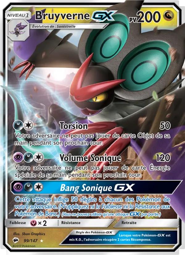 Scan HD carte Pokémon Bruyverne GX 99/147 — Ombres Ardentes