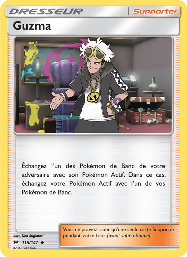 Scan HD carte Pokémon Guzma 115/147 — Ombres Ardentes
