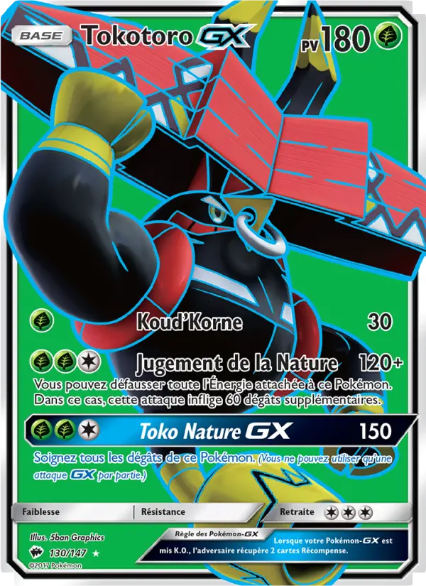 Scan HD carte Pokémon Tokotoro GX 130/147 — Ombres Ardentes