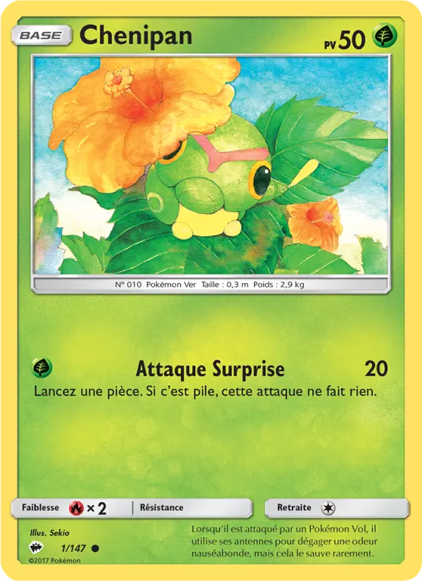 Scan HD carte Pokémon Chenipan 1/147 — Ombres Ardentes