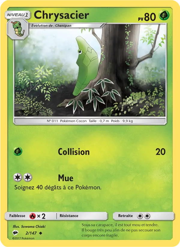 Scan HD carte Pokémon Chrysacier 2/147 — Ombres Ardentes
