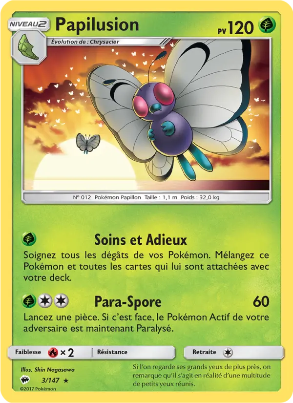 Scan HD carte Pokémon Papilusion 3/147 — Ombres Ardentes