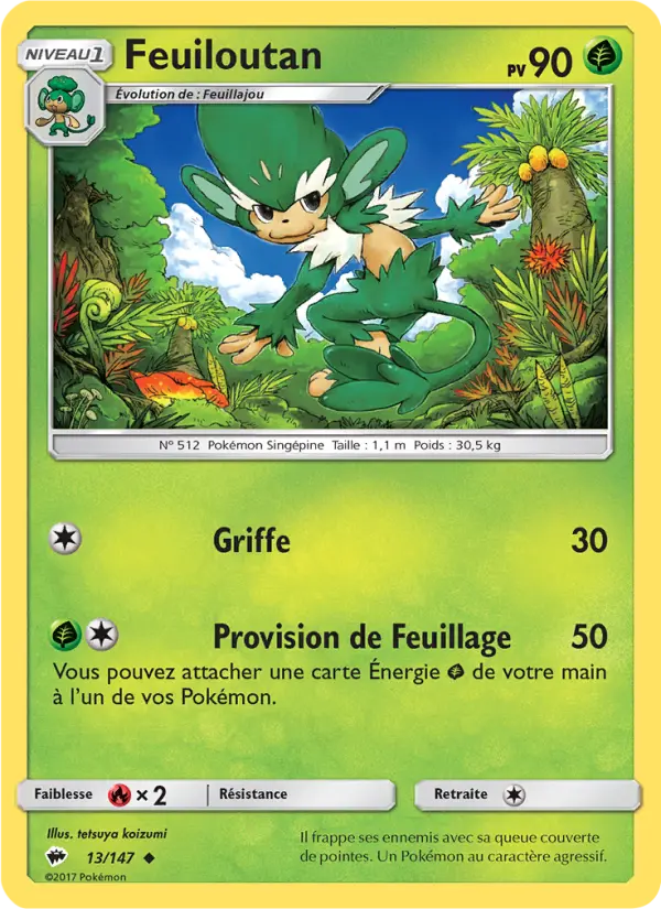 Scan HD carte Pokémon Feuiloutan 13/147 — Ombres Ardentes
