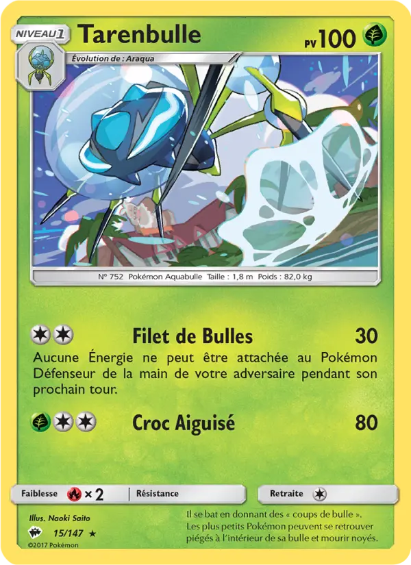 Scan HD carte Pokémon Tarenbulle 15/147 — Ombres Ardentes