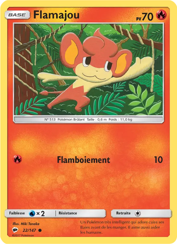 Scan HD carte Pokémon Flamajou 22/147 — Ombres Ardentes