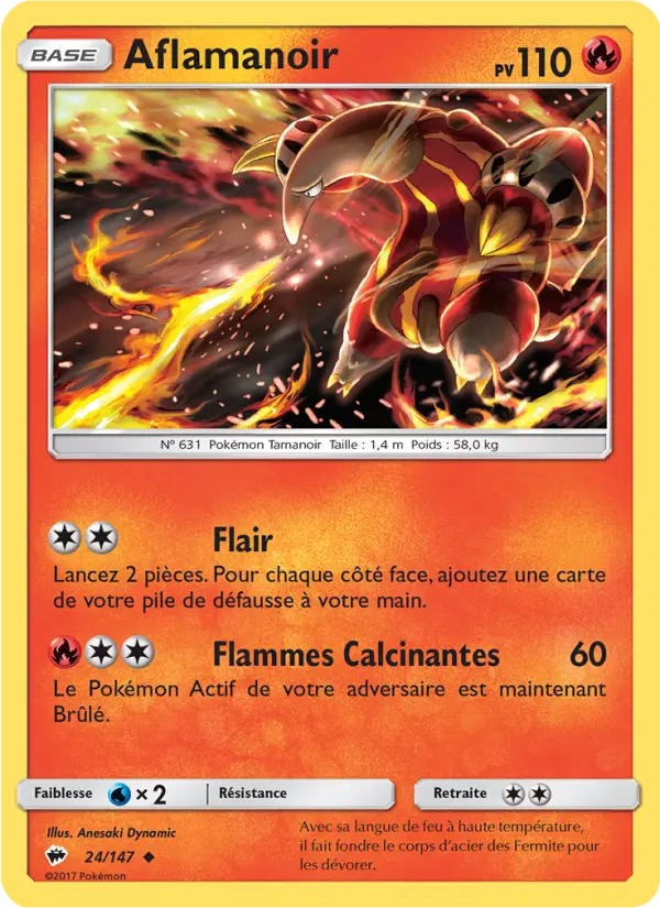 Scan HD carte Pokémon Aflamanoir 24/147 — Ombres Ardentes