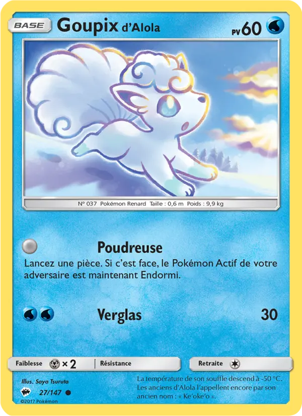 Scan HD carte Pokémon Goupix d’Alola 27/147 — Ombres Ardentes